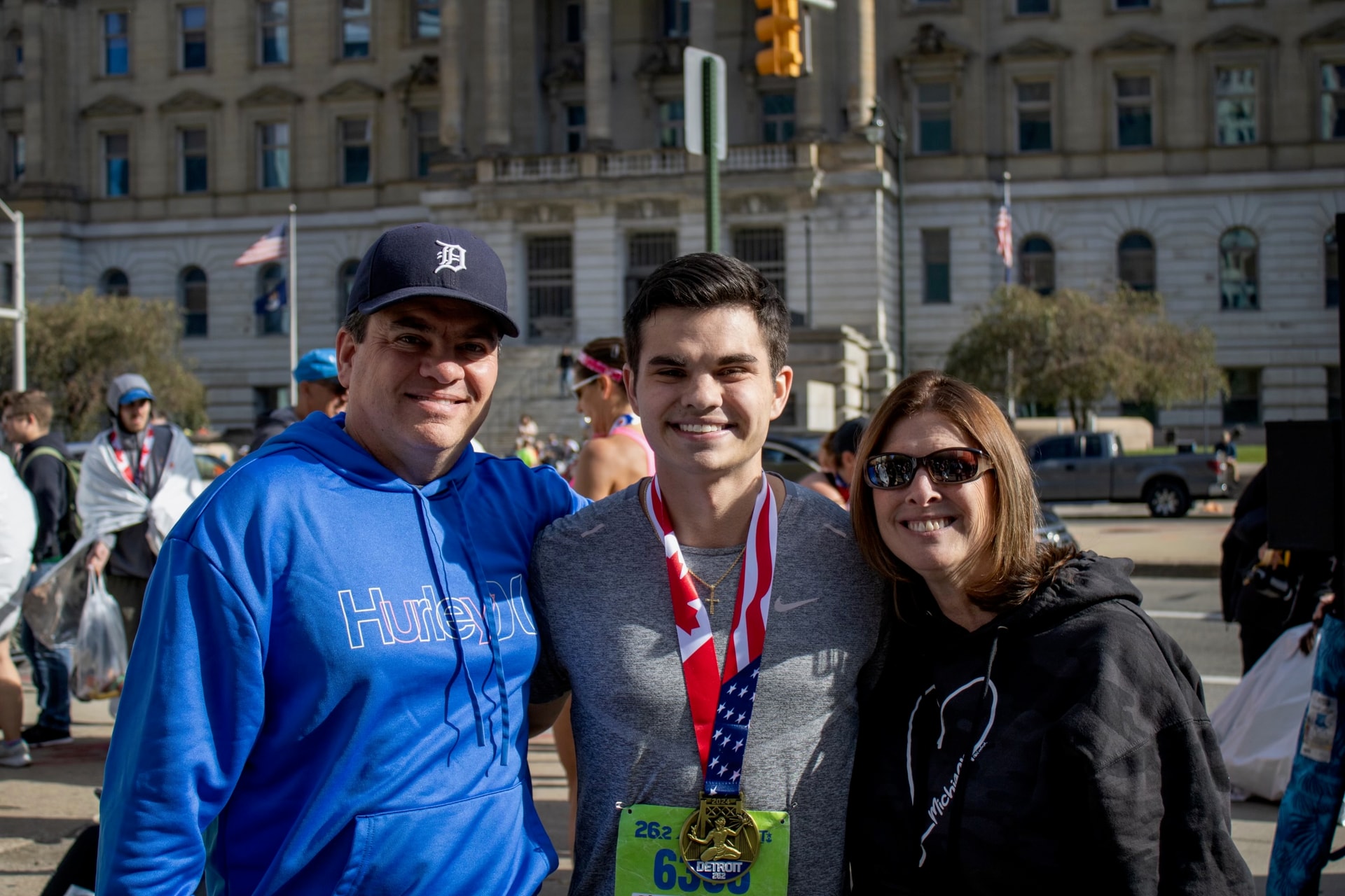 Chris Villaire finishing the Detroit Marathon